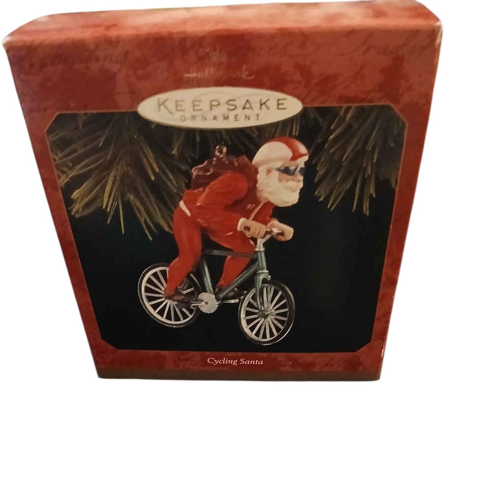 Keepsake Cycling Santa Ornament